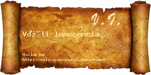 Váli Innocencia névjegykártya